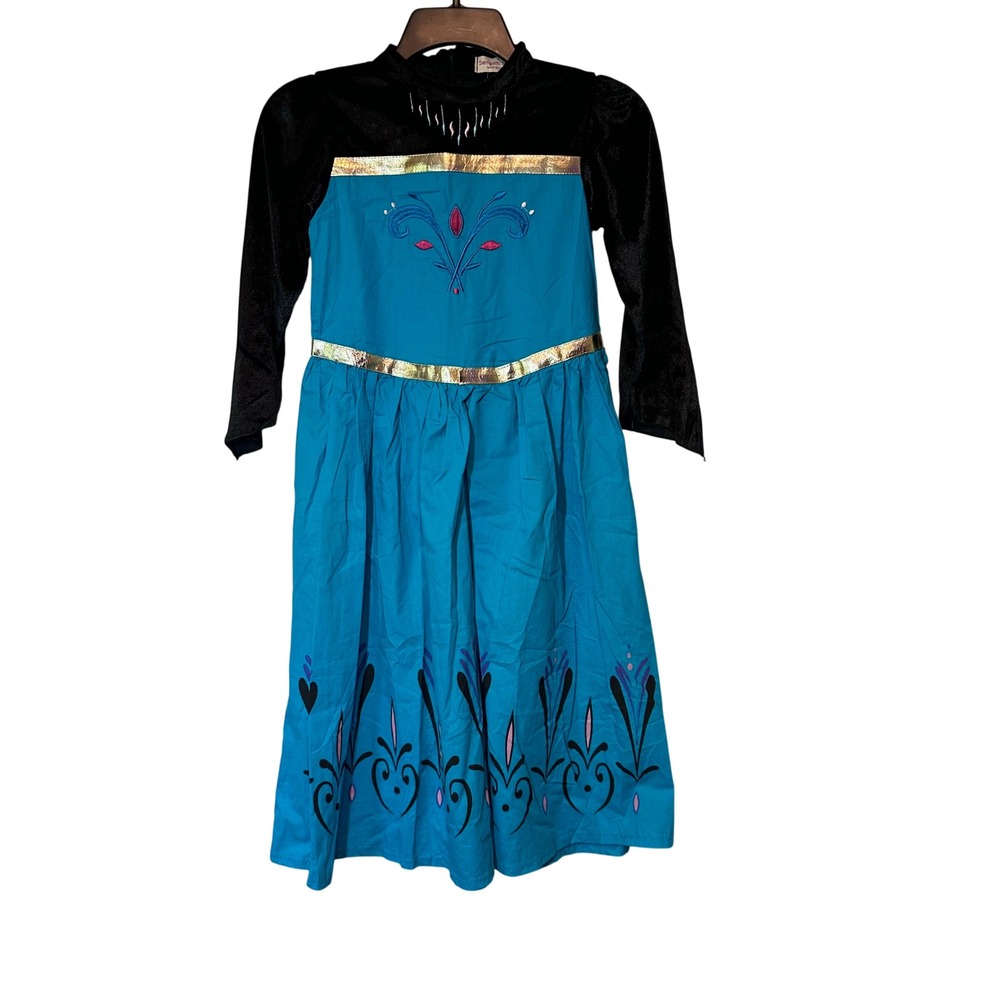 Samgami Baby Anna Frozen Inspired Costume Dress Blue Black Gold Girls Sz 160 NEW